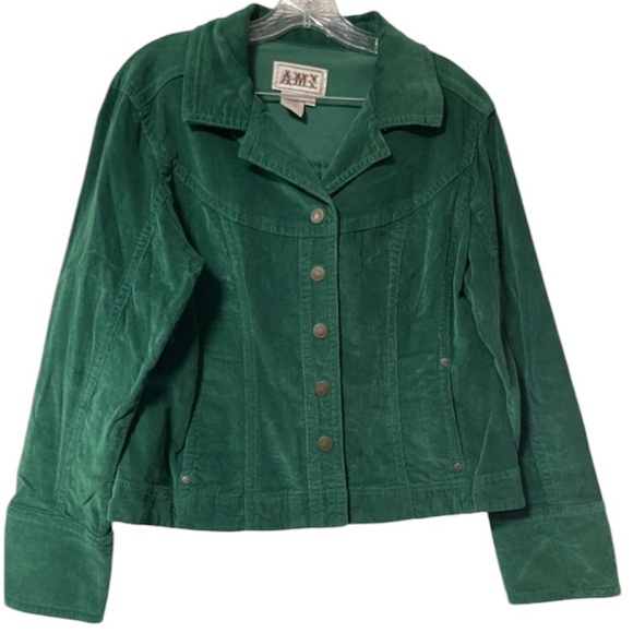 AMX Jackets & Blazers - AMX Green Corduroy Long Sleeve Snap-up Jacket Size Large